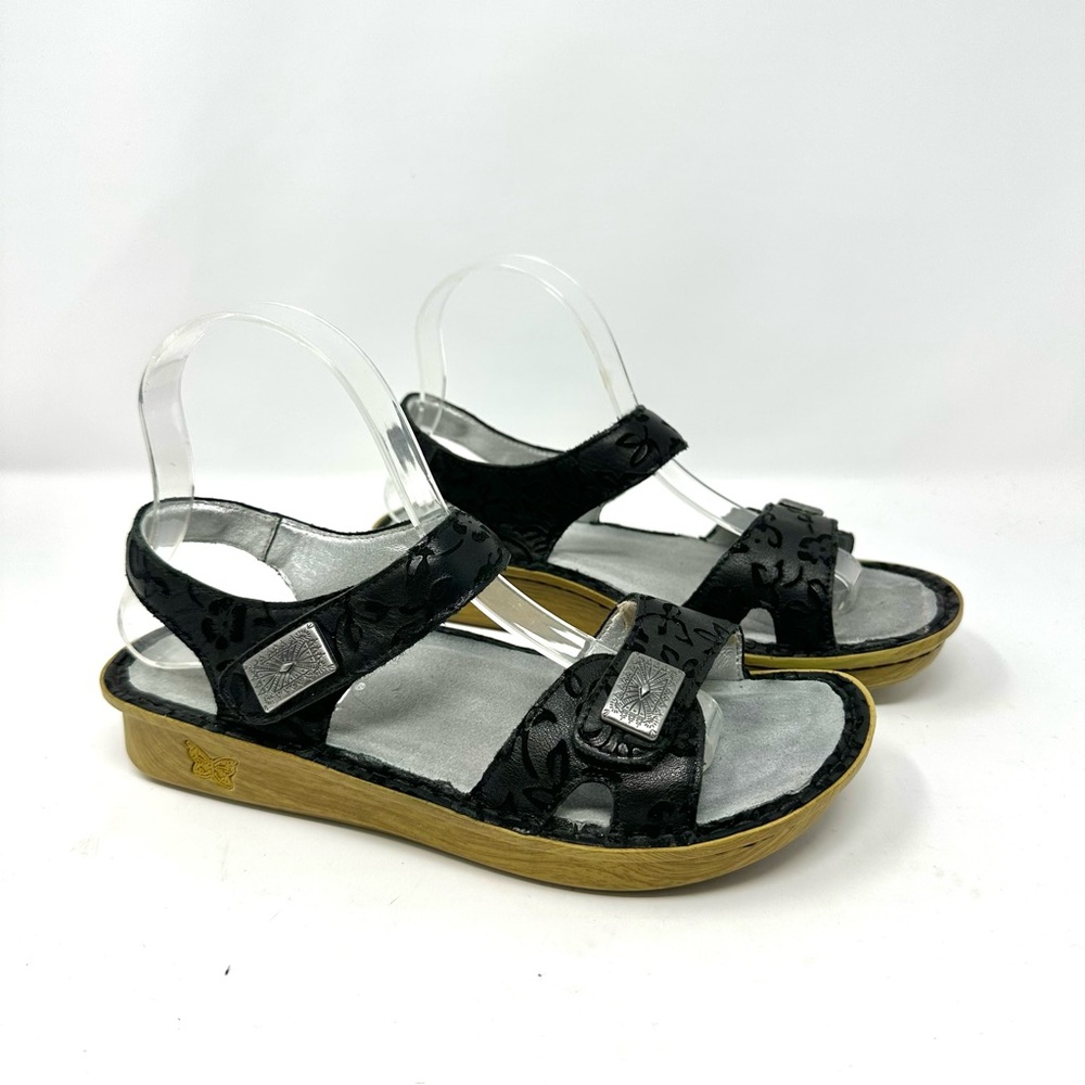 Alegria Vienna Black Sandals with Silver Accents 37